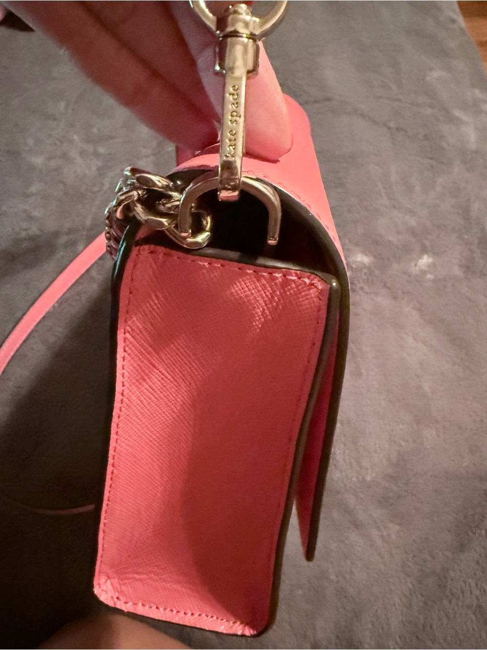 Kate Spade Coral Leather Crossbody/Clutch with Gold Chain - Picture 6 of 16